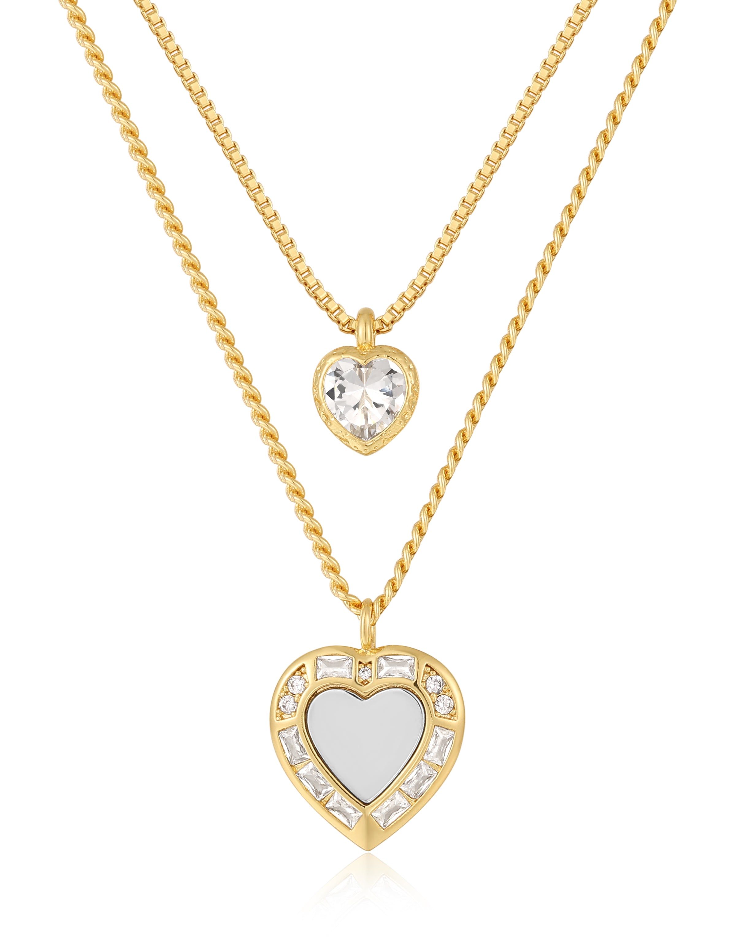 Luv Aj x FL&L Double Heart Charm Necklace sold by For Love And Lemons