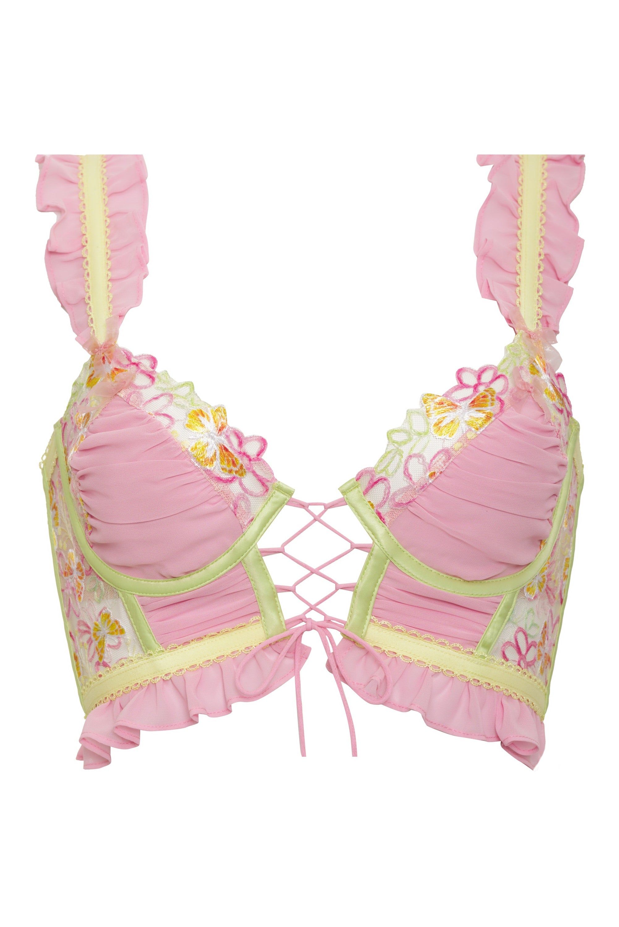 Sunset Butterfly Ruffle Bustier sold by For Love And Lemons