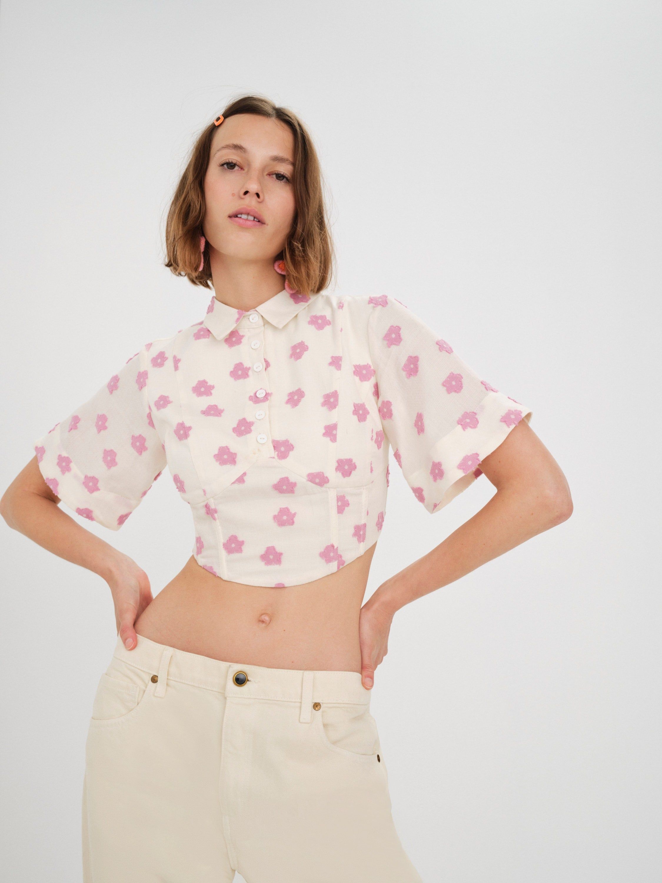 Clover Short Sleeve Corset Top sold by For Love And Lemons product image thumbnail 3