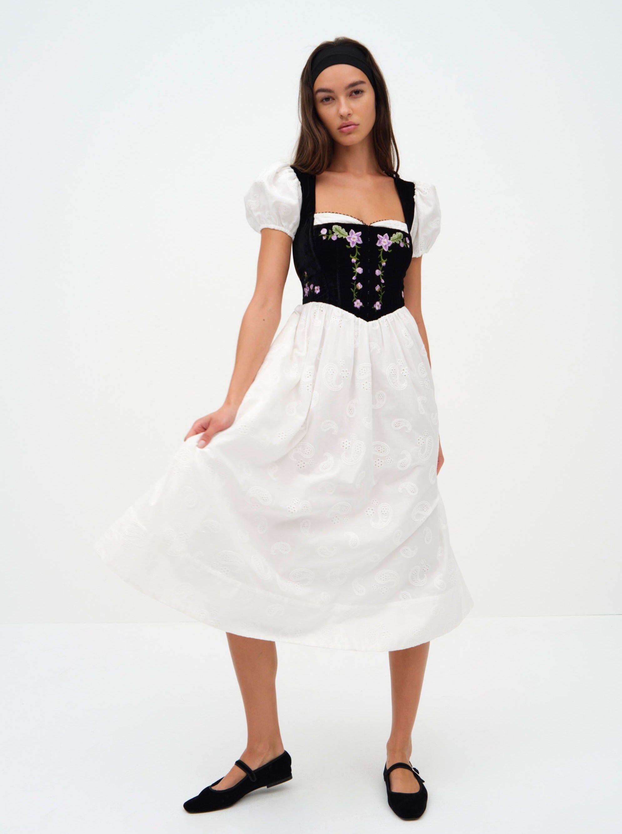 knee length dresses for ladies For Love & Lemons Nikki Midi Dress – Essence Clothing main image 1