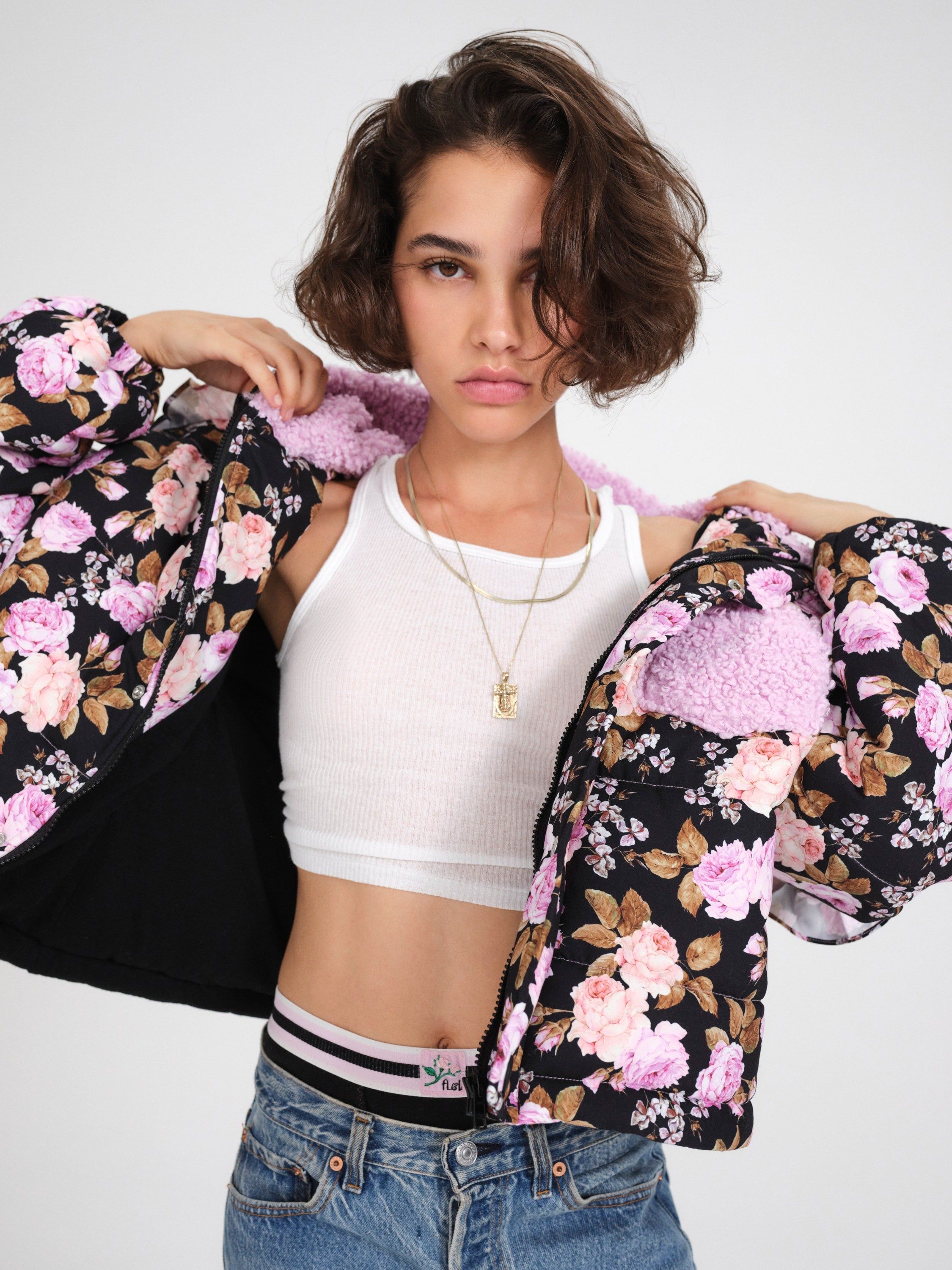Puffer Jacket With Ruffle Trim sold by For Love And Lemons product image thumbnail 2