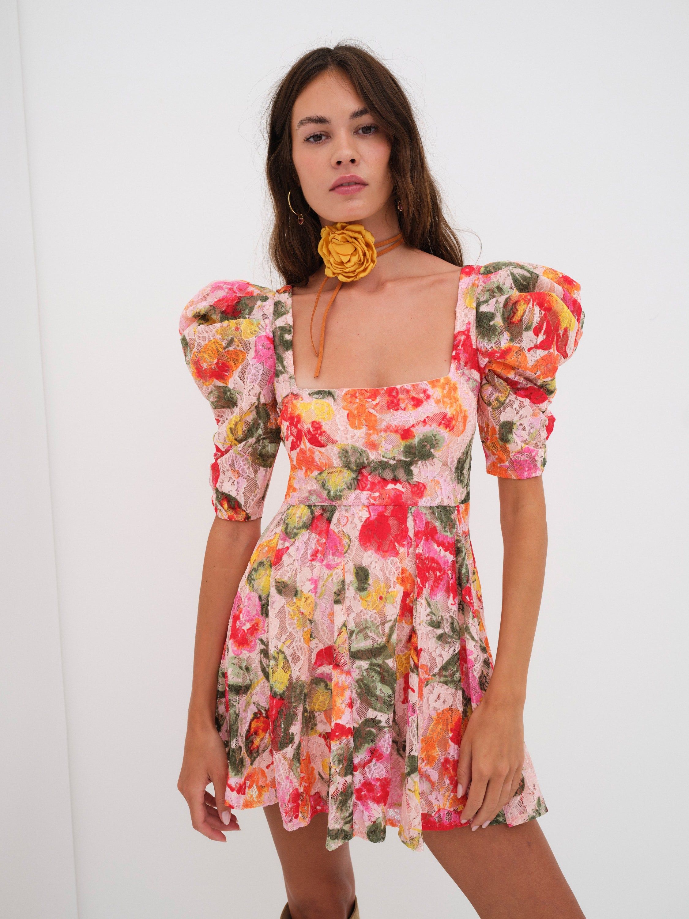 Dascha Puff Sleeve Mini Dress sold by For Love And Lemons product image thumbnail 4