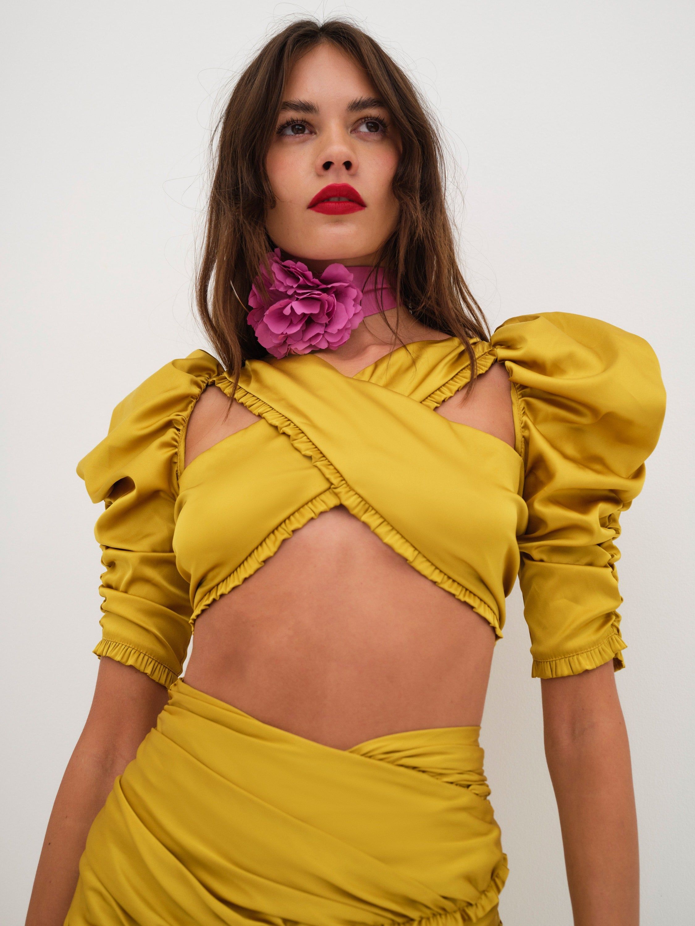 Alia Cross Front Crop Top sold by For Love And Lemons