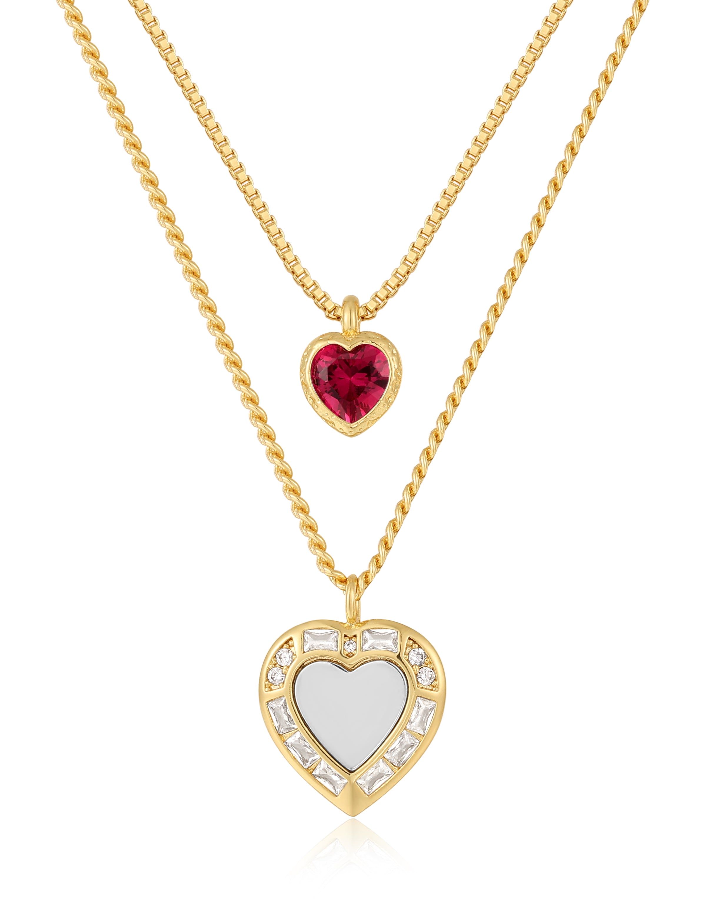 Luv Aj x FL&L Double Heart Charm Necklace sold by For Love And Lemons