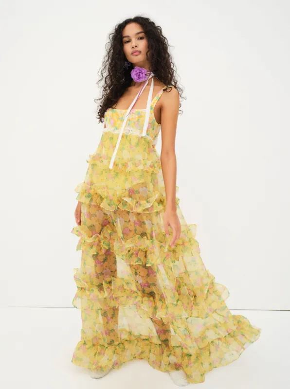 chinese dress ladies FOR LOVE & LEMONS Amora Maxi Floral Dress – Lusso Di Luna Boutique main image 1