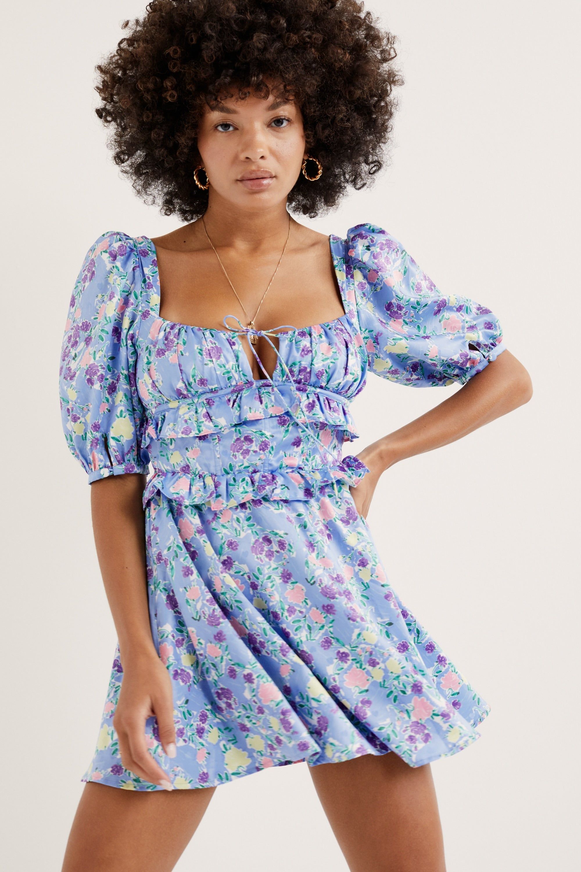 Charlene Puff Sleeve Mini Dress sold by For Love And Lemons