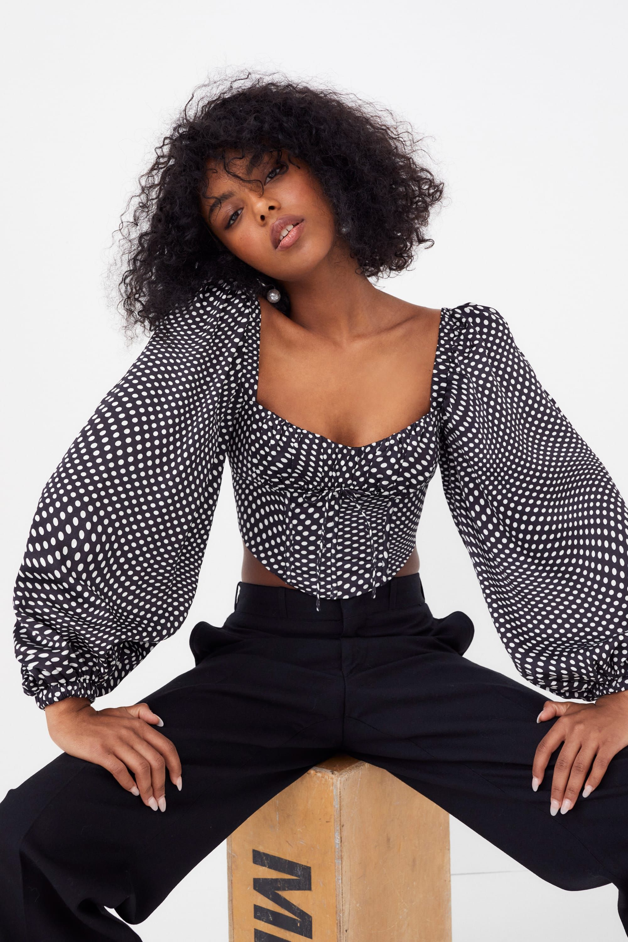 Kat Long Sleeve Corset Top sold by For Love And Lemons