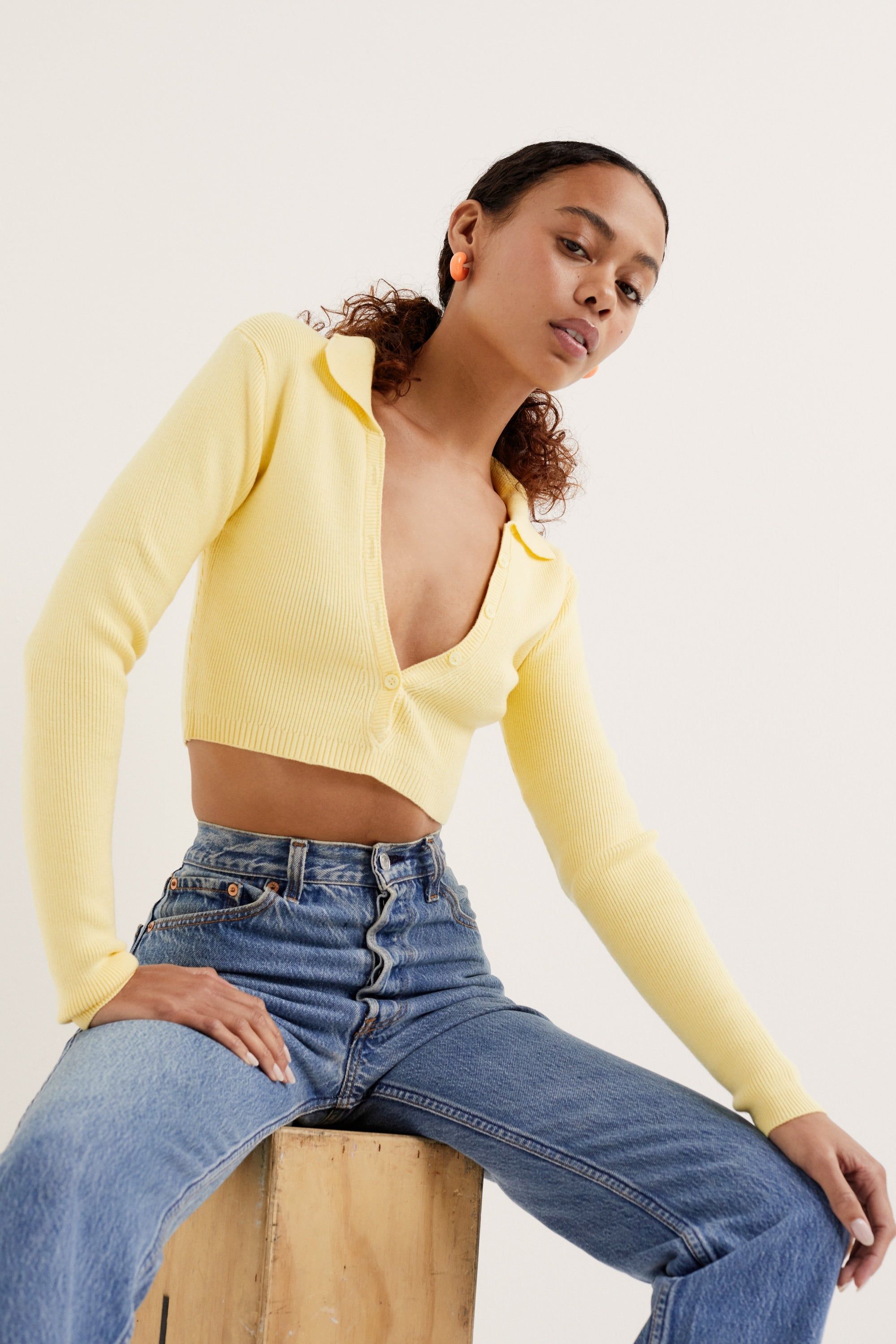 Mona Cropped Polo Sweater sold by For Love And Lemons product image thumbnail 3