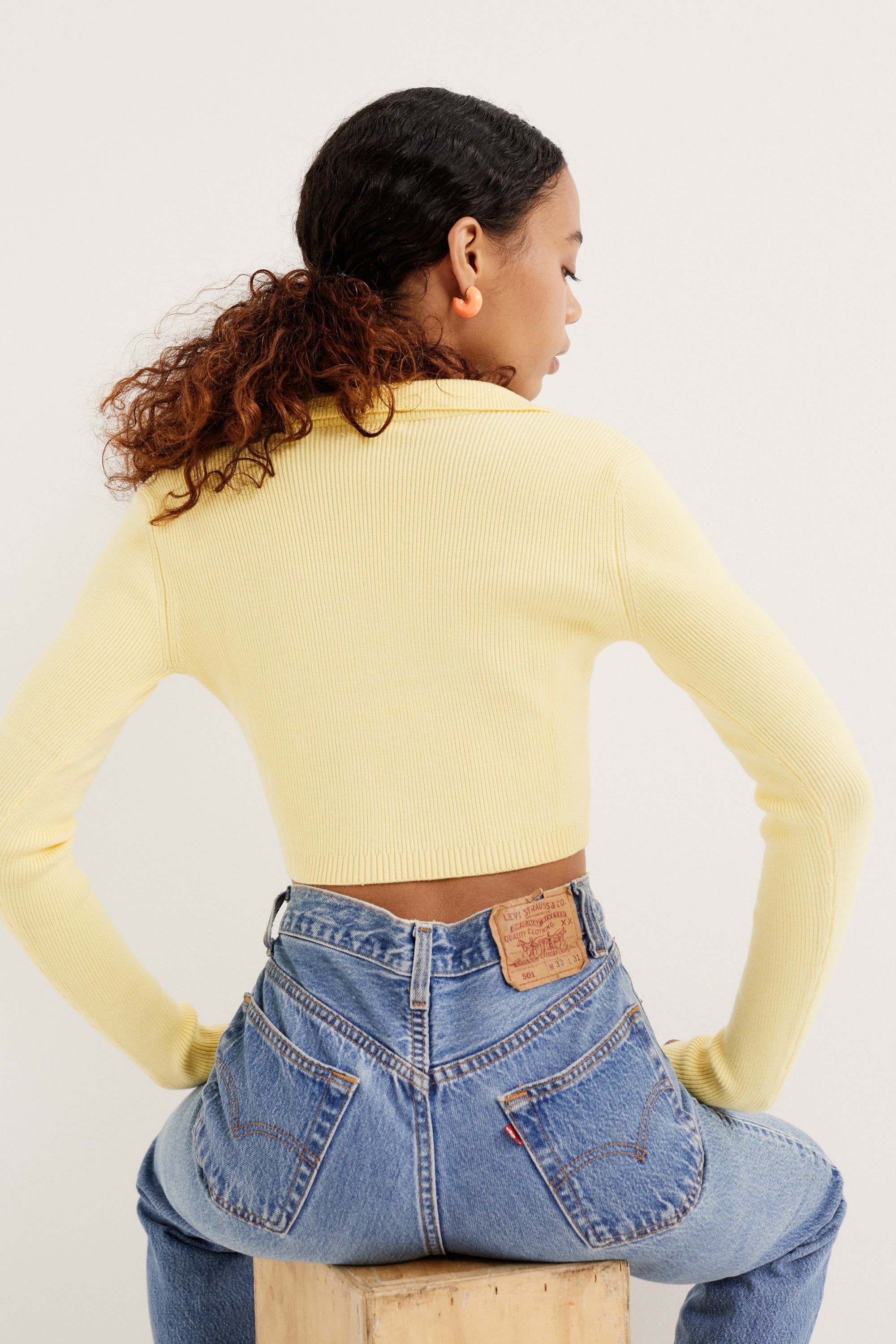 Mona Cropped Polo Sweater sold by For Love And Lemons product image thumbnail 4