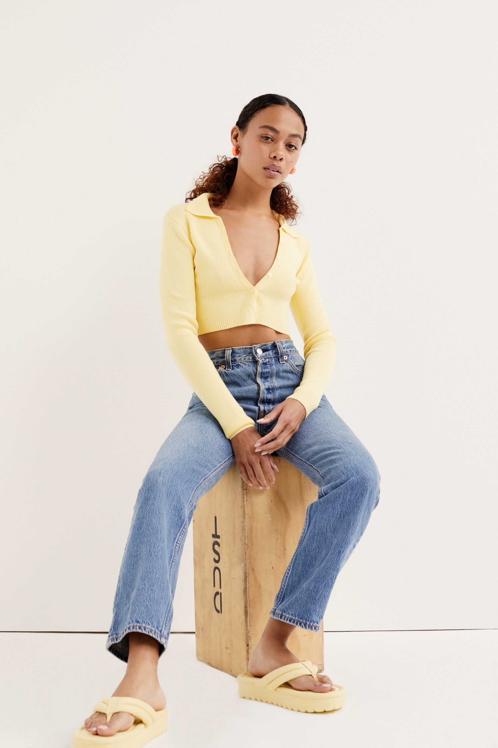 Mona Cropped Polo Sweater sold by For Love And Lemons product image thumbnail 2