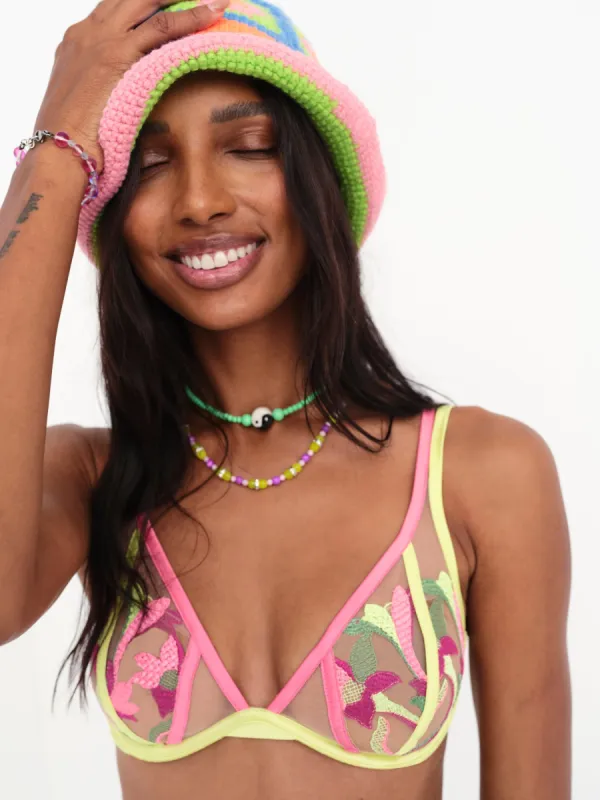 Petunia Embroidery Underwire Bra sold by For Love And Lemons