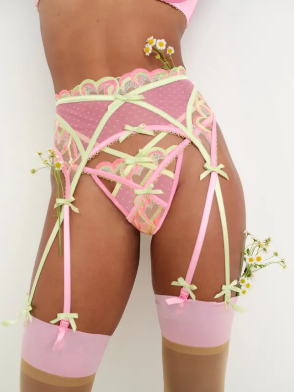 Hugging Hearts Embroidery Garter Belt sold by For Love And Lemons