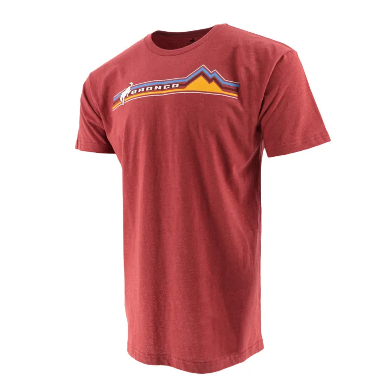 Ford Bronco Mens Retro Mountain Red Graphic T-Shirt sold by Ford
