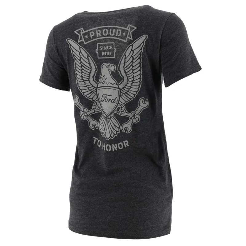 Ford Proud to Honor Women's Eagle V-Neck T-Shirt made by Ford