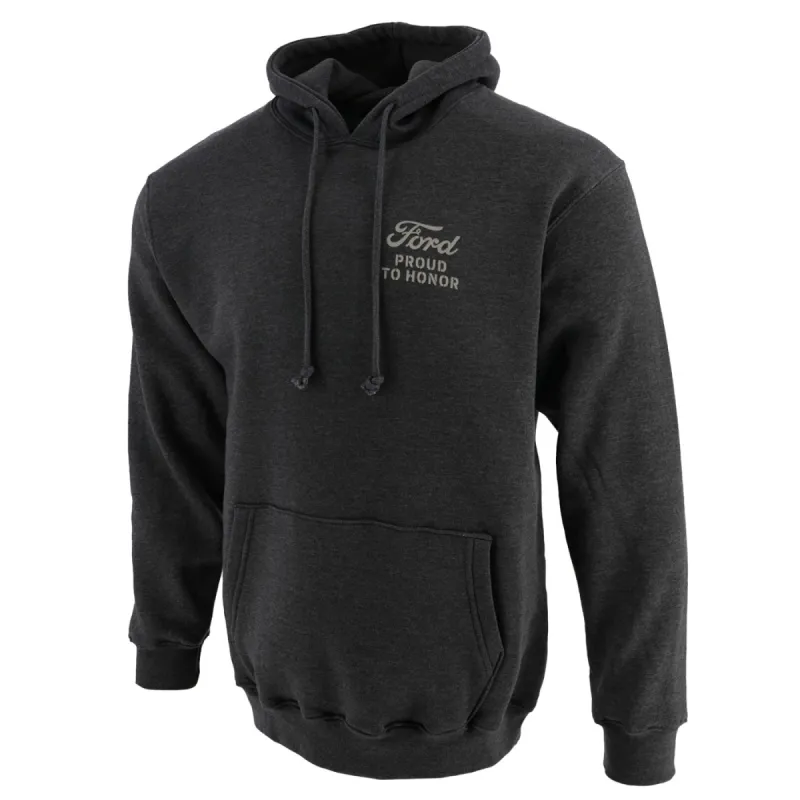Ford Proud to Honor Mens Eagle Graphic Charcoal Gray Hoodie sold by Ford