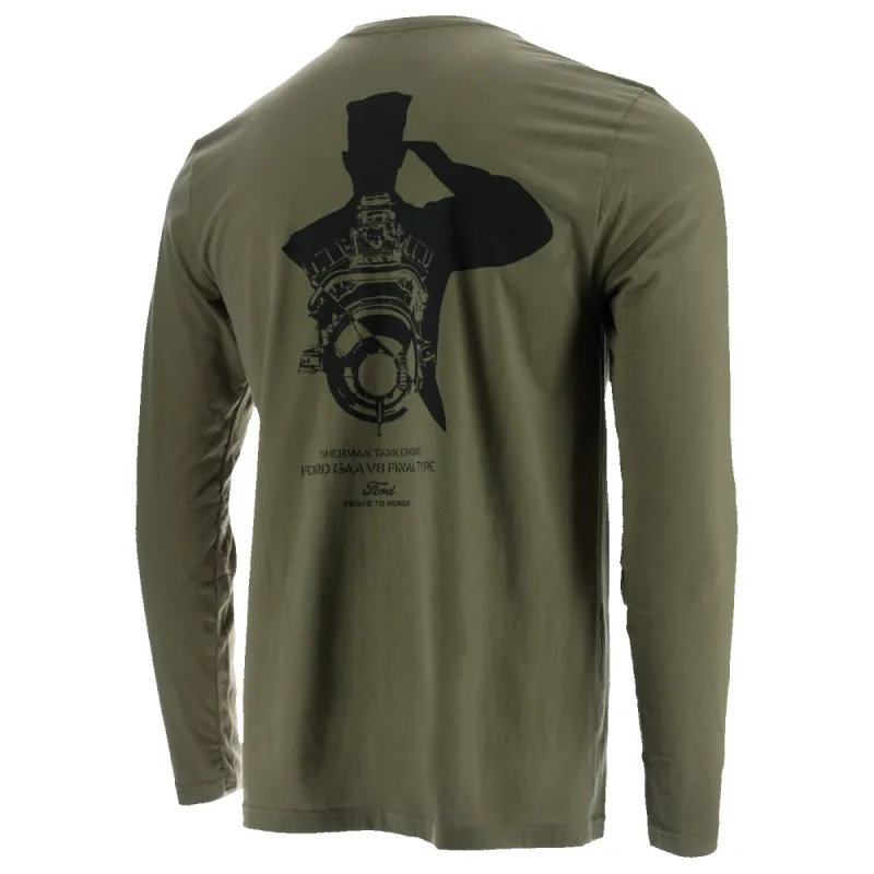 Ford Proud To Honor Sherman Tank Engine Salute Long Sleeve Shirt sold by Ford