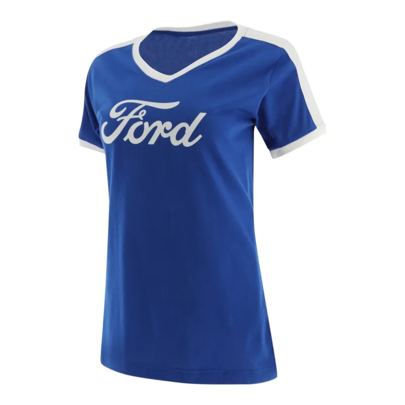 Ford Women's Script Retro Ringer T-Shirt sold by Ford
