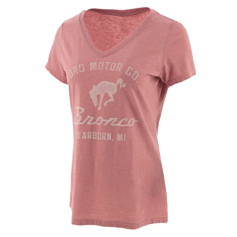 Ford Motor Co Bronco Womens Vintage V Neck T-Shirt sold by Ford