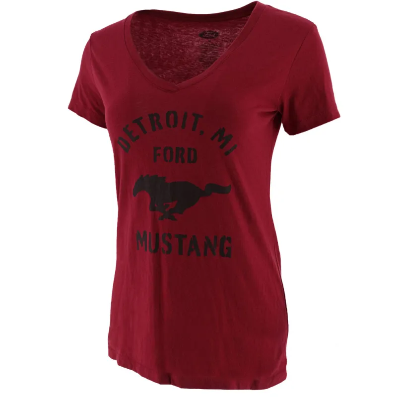 Ford Mustang Women's Vintage Logo V-Neck T-Shirt sold by Ford