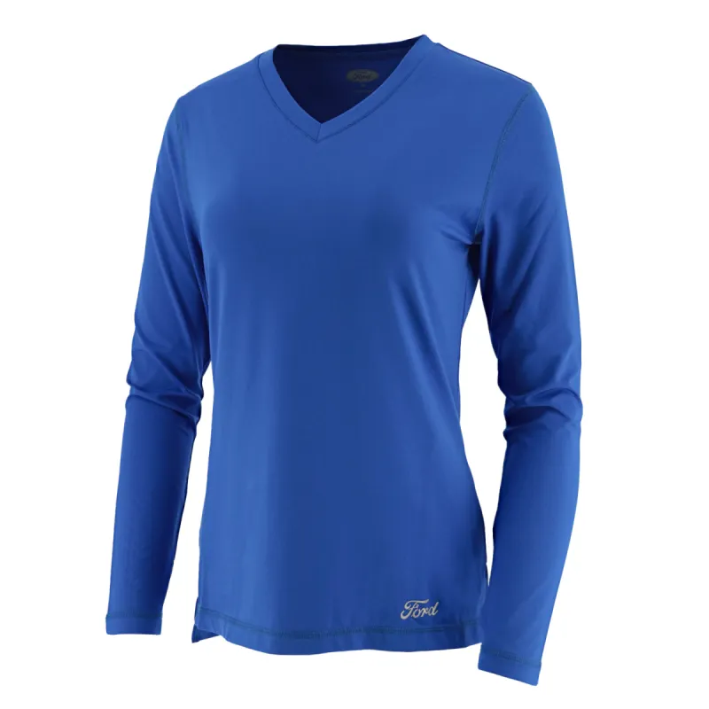 Ford Womens Blue Performance Athletic Long Sleeve Shirt sold by Ford