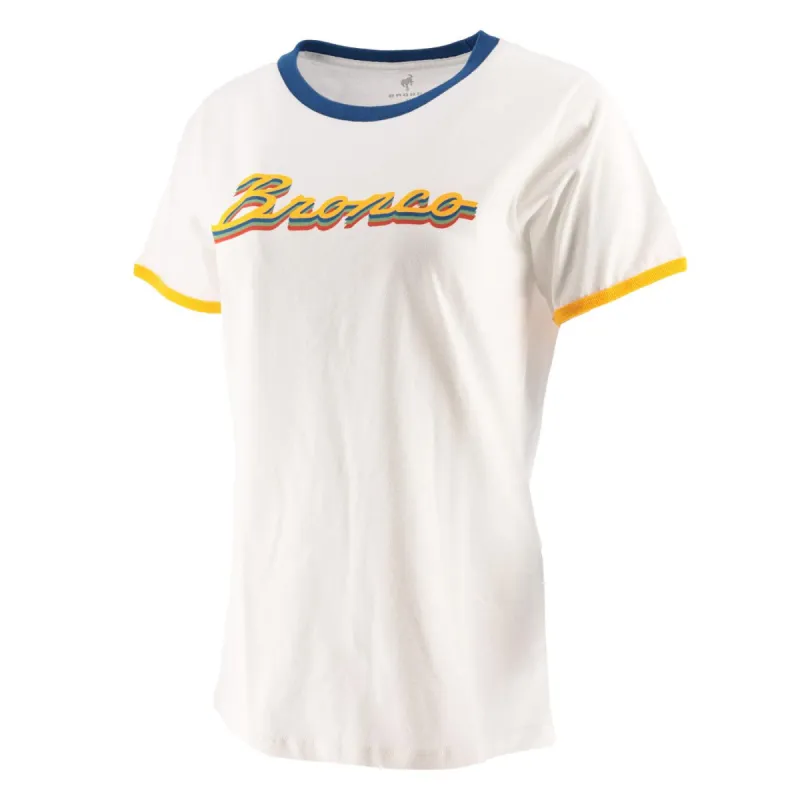 Ford Bronco Women's Vintage Multi-Color Ringer T-Shirt sold by Ford