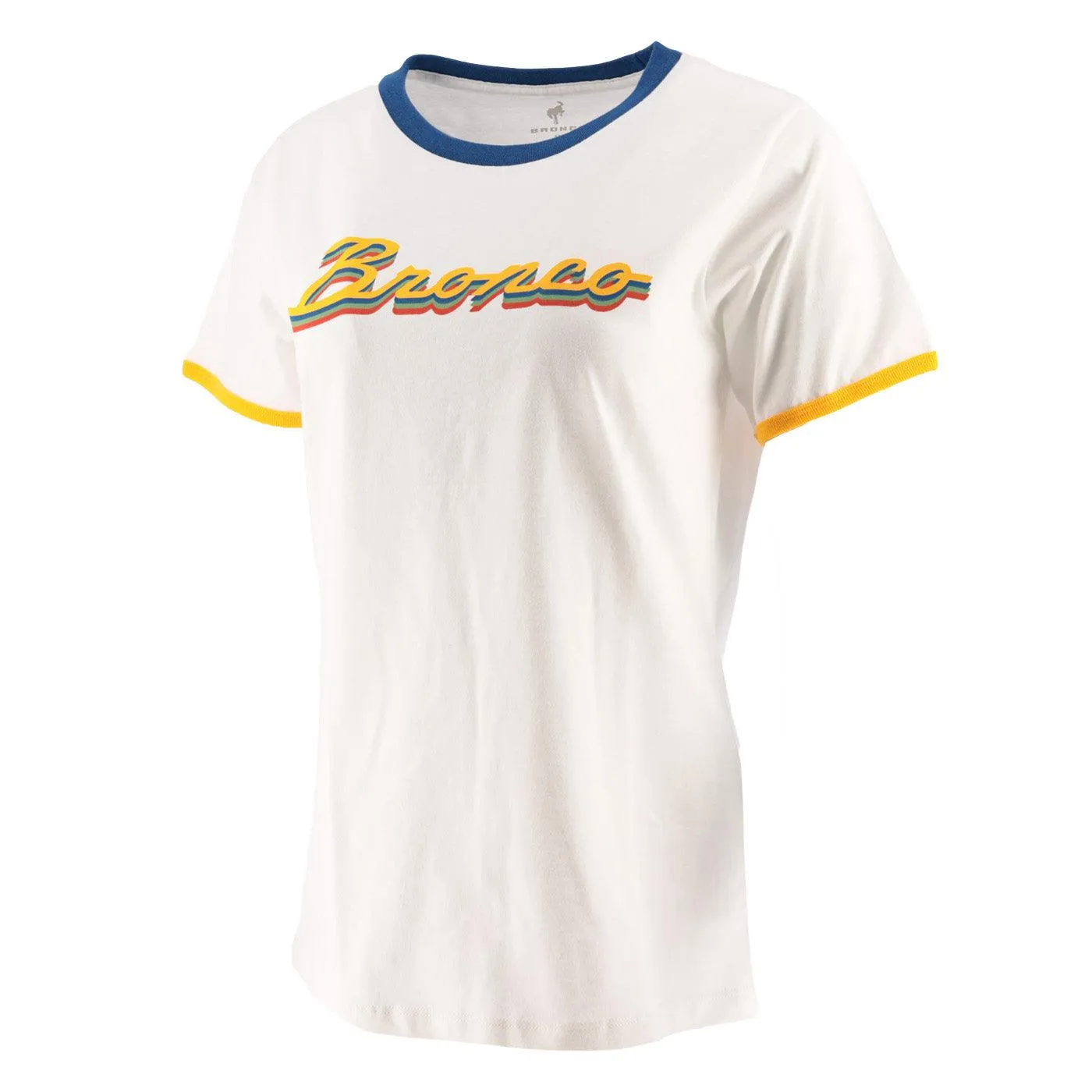 Ford Bronco Women's Vintage Multi-Color Ringer T-Shirt sold by Ford