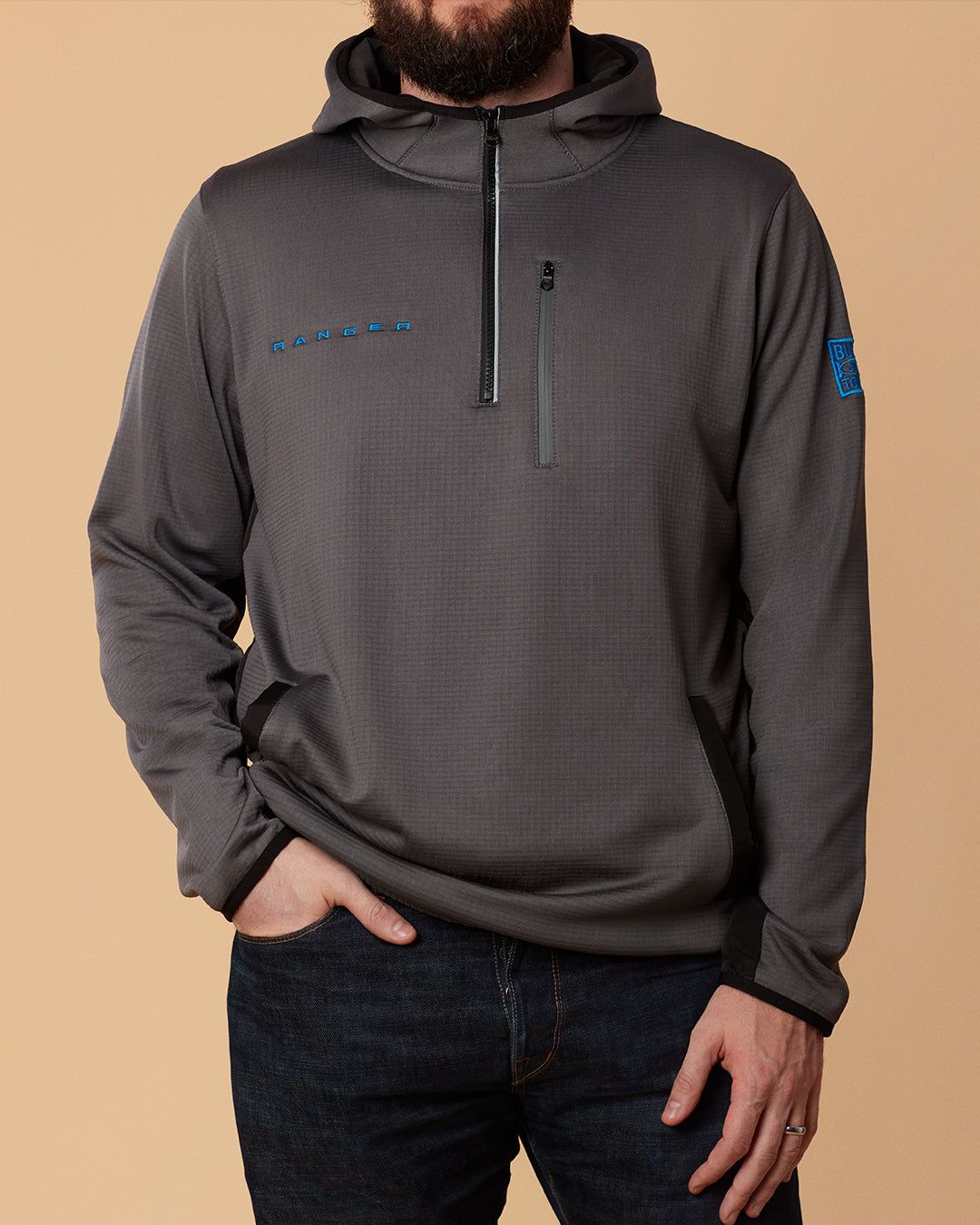 Ford Ranger Mens Gray Fleece Half Zip Pullover Hoodie sold by Ford product image thumbnail 2