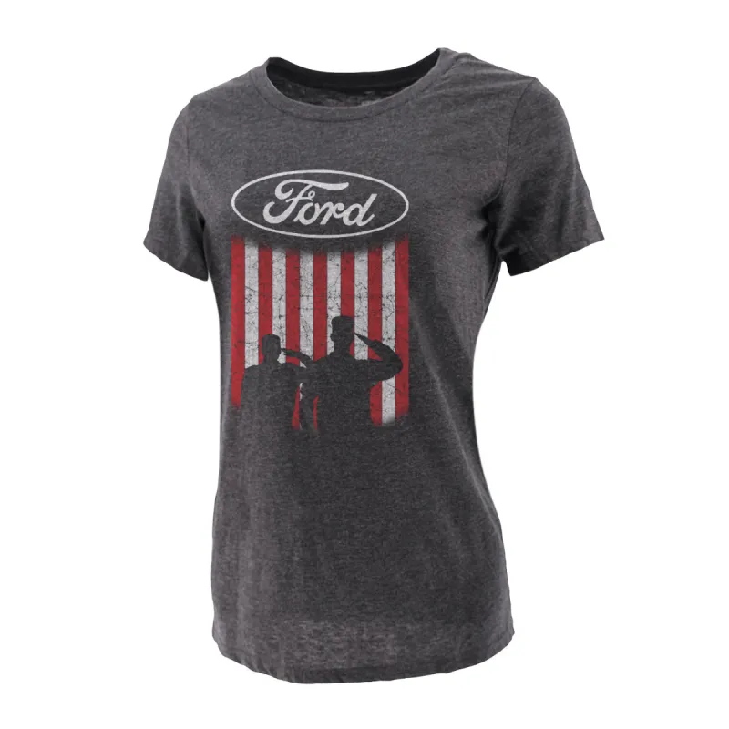 Proud To Honor Ford Shield Flag Salute Women's T-Shirt sold by Ford