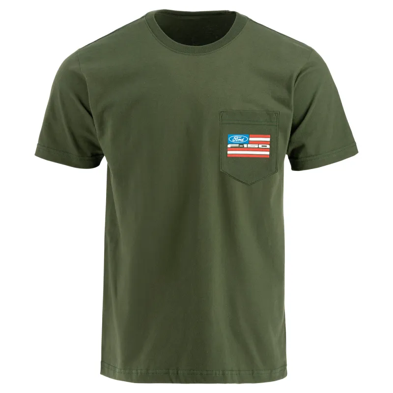 Ford Trucks F-150 Flag Made in the USA Pocket T-Shirt made by Ford
