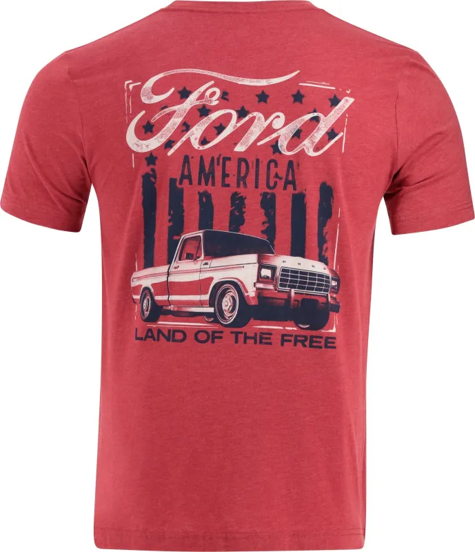 Ford America Land of the Free Mens Red Short Sleeve T-Shirt sold by Ford