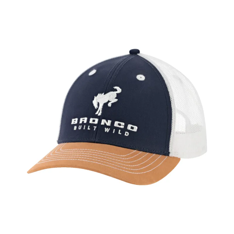 Ford Bronco Built Wild Navy White Mesh Back Snapback Hat made by Ford