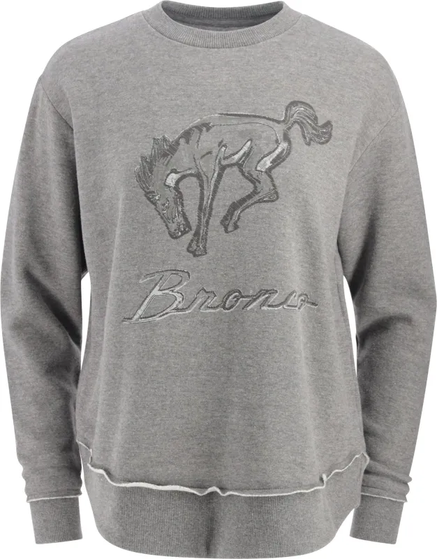 Ford Bronco Womens Gray Relaxed Fleece Crewneck Sweatshirt sold by Ford