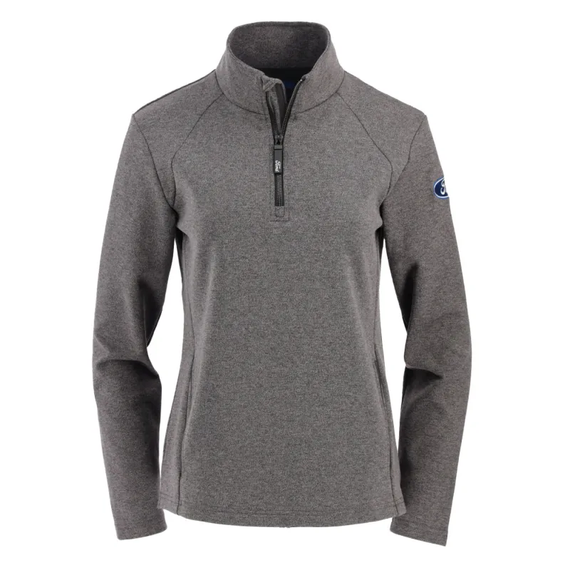 Ford Oval Womens Gray Long Sleeve Performance Quarter Zip sold by Ford