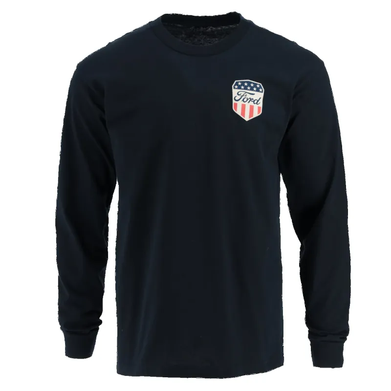 Ford Proud To Honor Mens Americana Shield Long Sleeve Shirt made by Ford