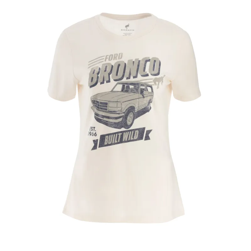 Ford Bronco Built Wild Retro Cream Womens T-Shirt sold by Ford