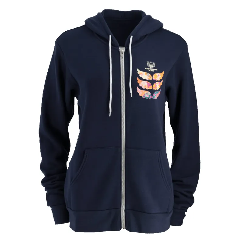 Ford Warriors in Pink Womens Winged Warrior Navy Full Zip Hoodie sold by Ford