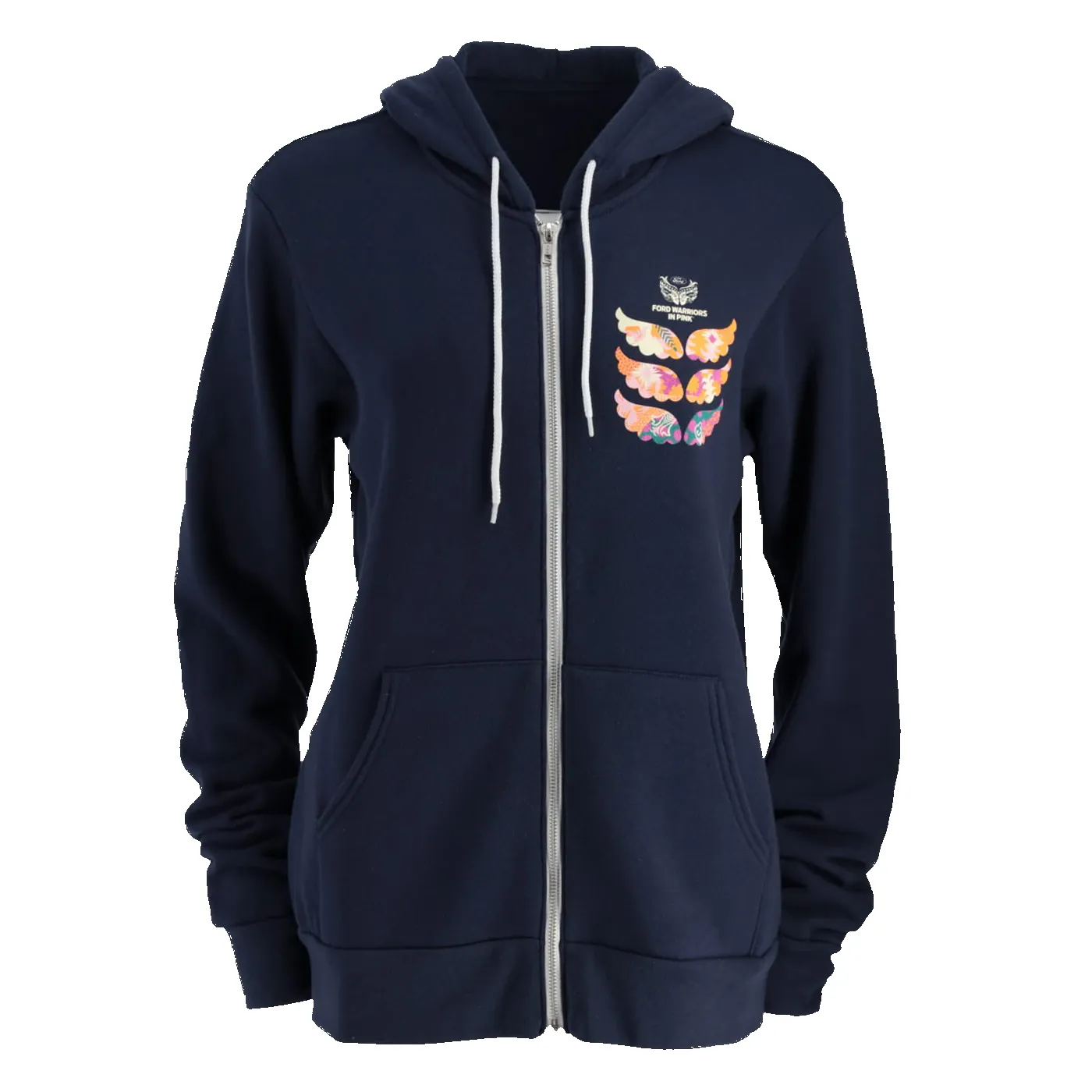 Ford Warriors in Pink Womens Winged Warrior Navy Full Zip Hoodie sold by Ford