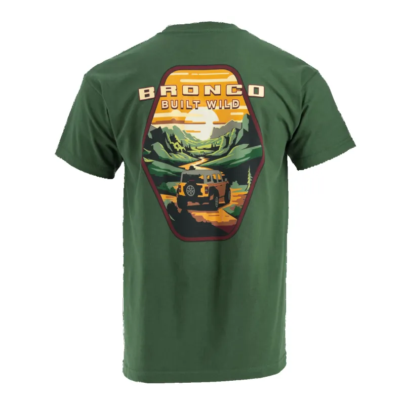 Ford Bronco Built Wild Badge Green Mens Short Sleeve T-Shirt sold by Ford