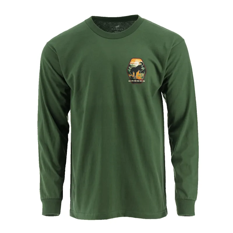 Ford Bronco Built Wild Badge Green Mens Long Sleeve Shirt sold by Ford