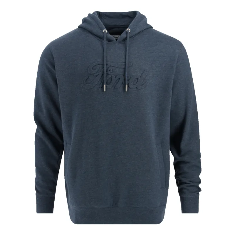Ford Mens Embossed Script Navy Blue Fleece Hoodie sold by Ford
