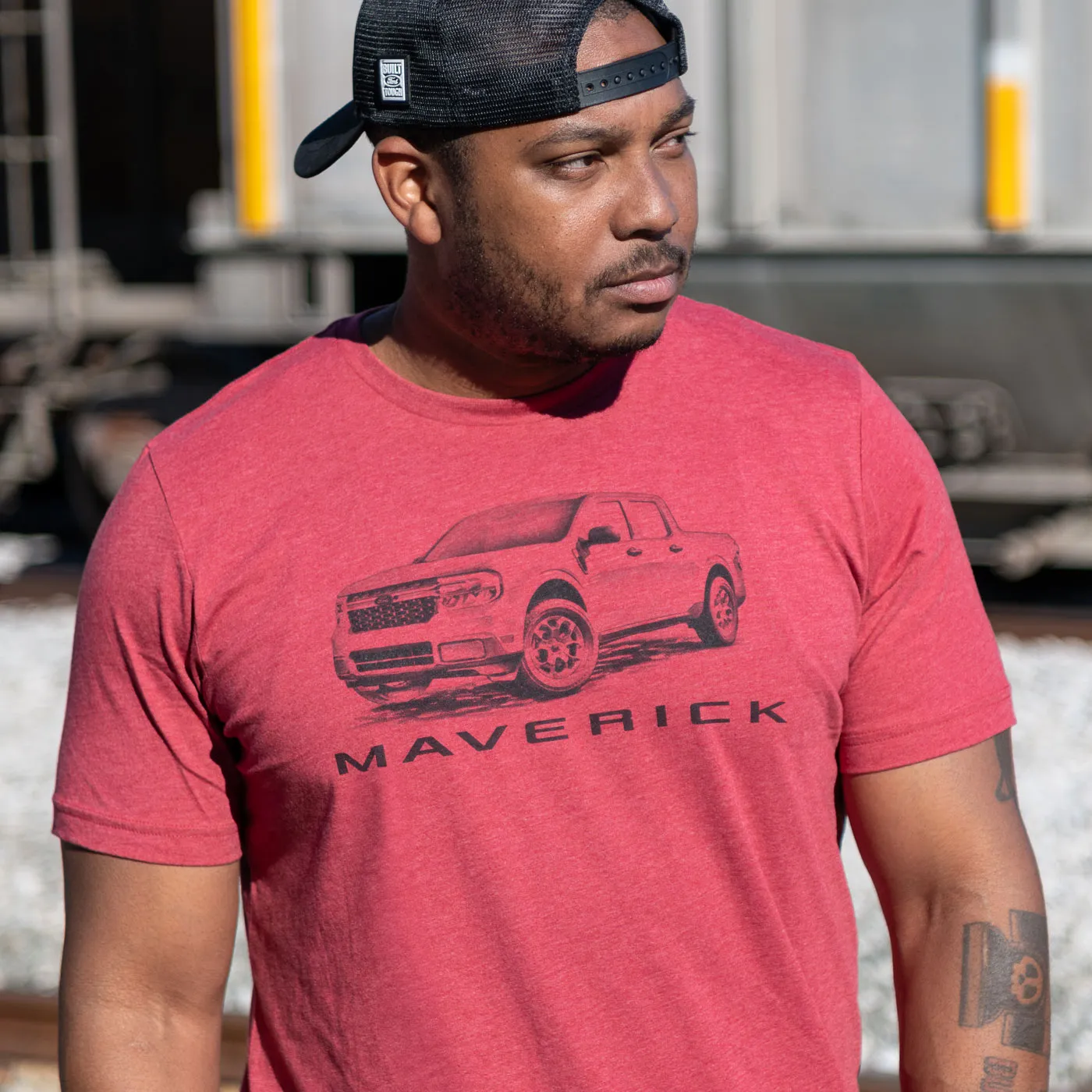 Ford Maverick Mens Graphite Drawing Red Short Sleeve T-Shirt sold by Ford product image thumbnail 2