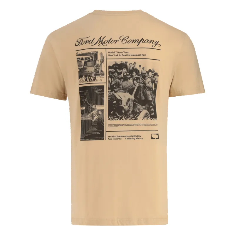 Ford Motor Company Model T Race Newspaper Mens T-Shirt made by Ford