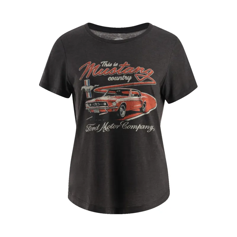 Ford Mustang Country Charcoal Womens Short Sleeve T-Shirt sold by Ford