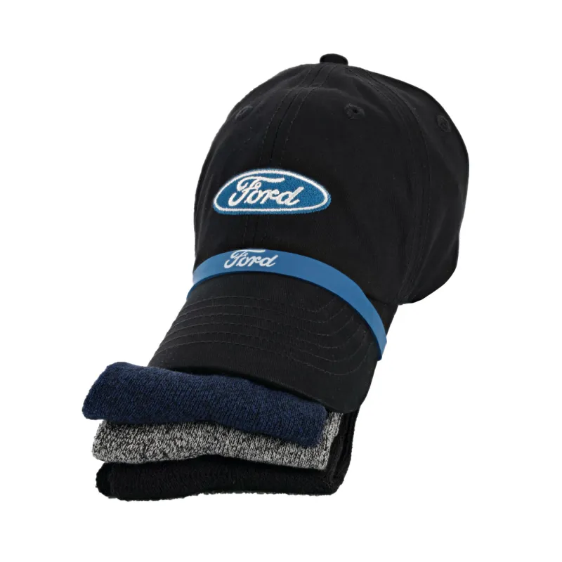 Ford Oval Slideback Hat And Sock Bundle sold by Ford