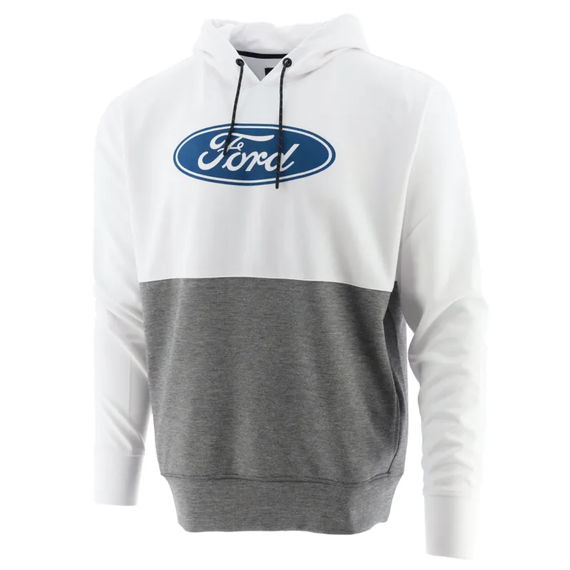 Ford Logo Mens Gray & White Color Block Hoodie sold by Ford