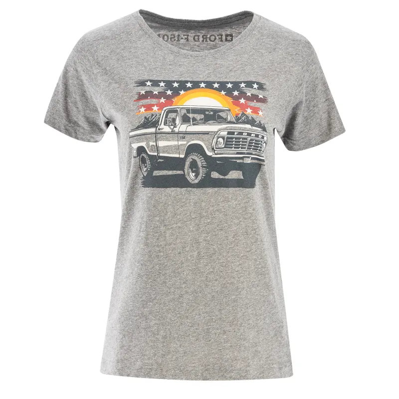 Ford F-150 Graphic Truck Sunset Patriotic Flag Womens T-Shirt sold by Ford