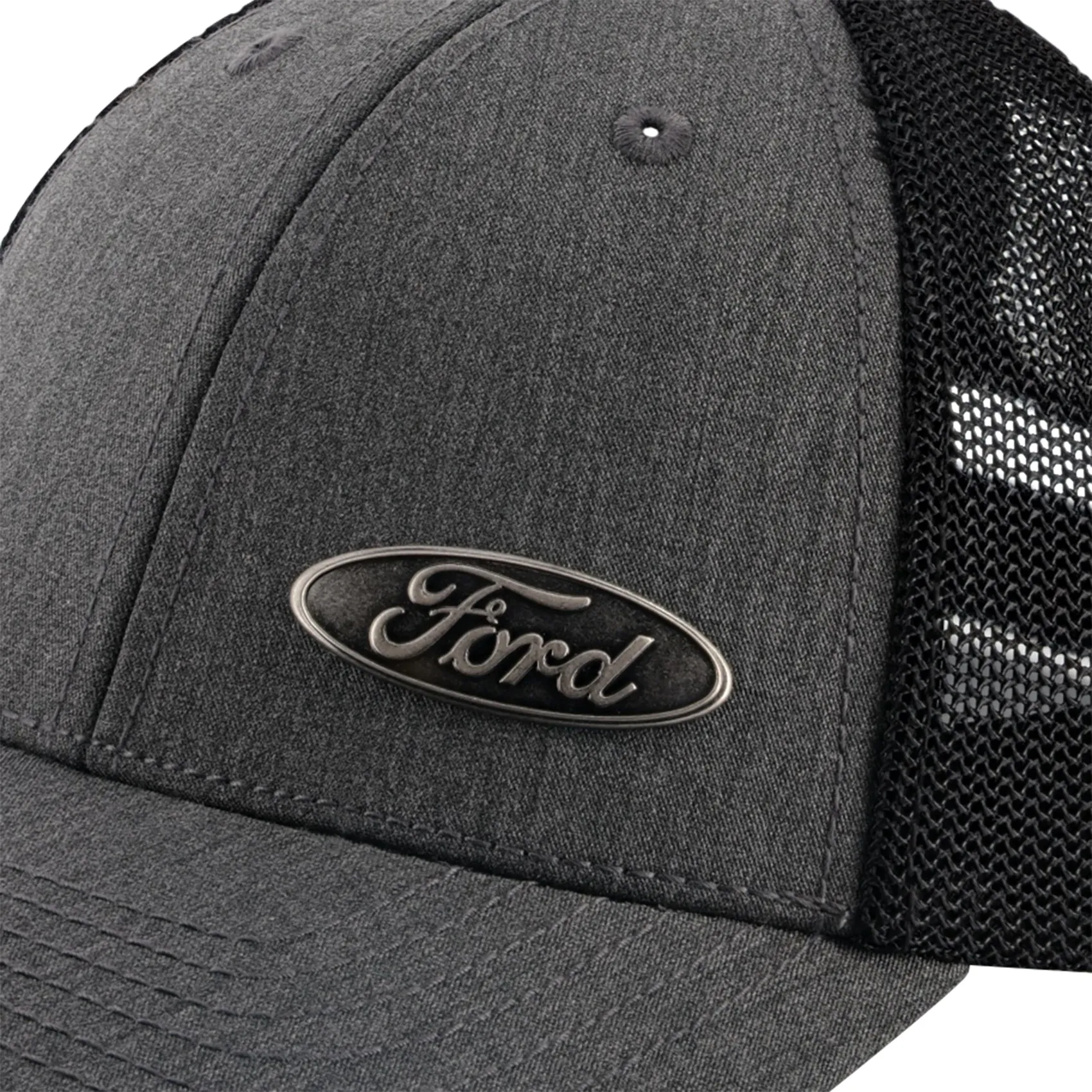 Ford Logo Metal Badge Gray & Black Mesh Snapback Hat sold by Ford product image thumbnail 3