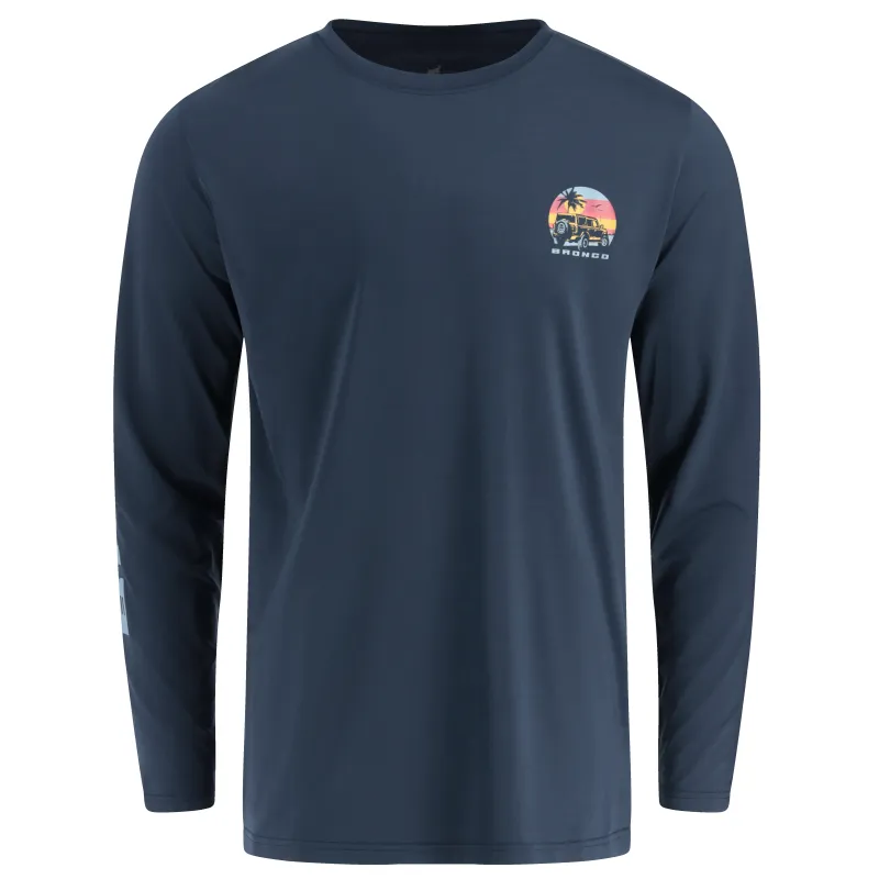 Ford Bronco Mens Beach Scene Moisture Wicking Long Sleeve Shirt sold by Ford