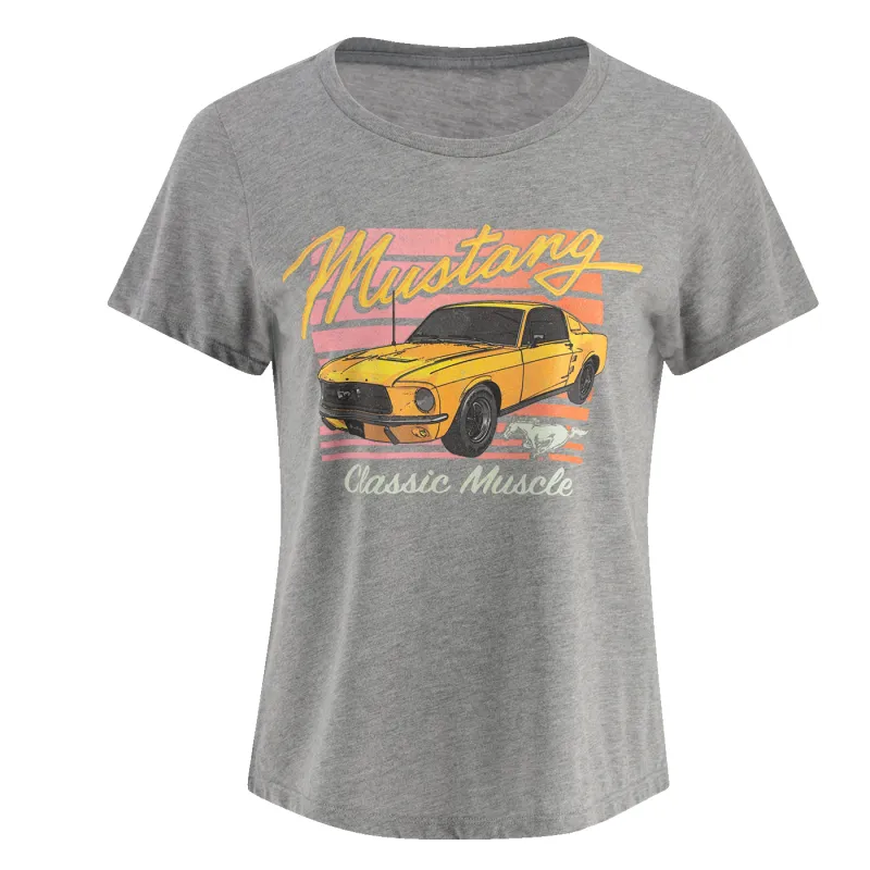 Ford Mustang Womens Classic Muscle Charcoal Gray T-Shirt sold by Ford