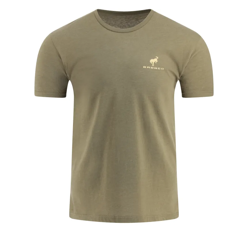 Ford Bronco Mens Stacked Logo Army Green Short Sleeve T-Shirt made by Ford